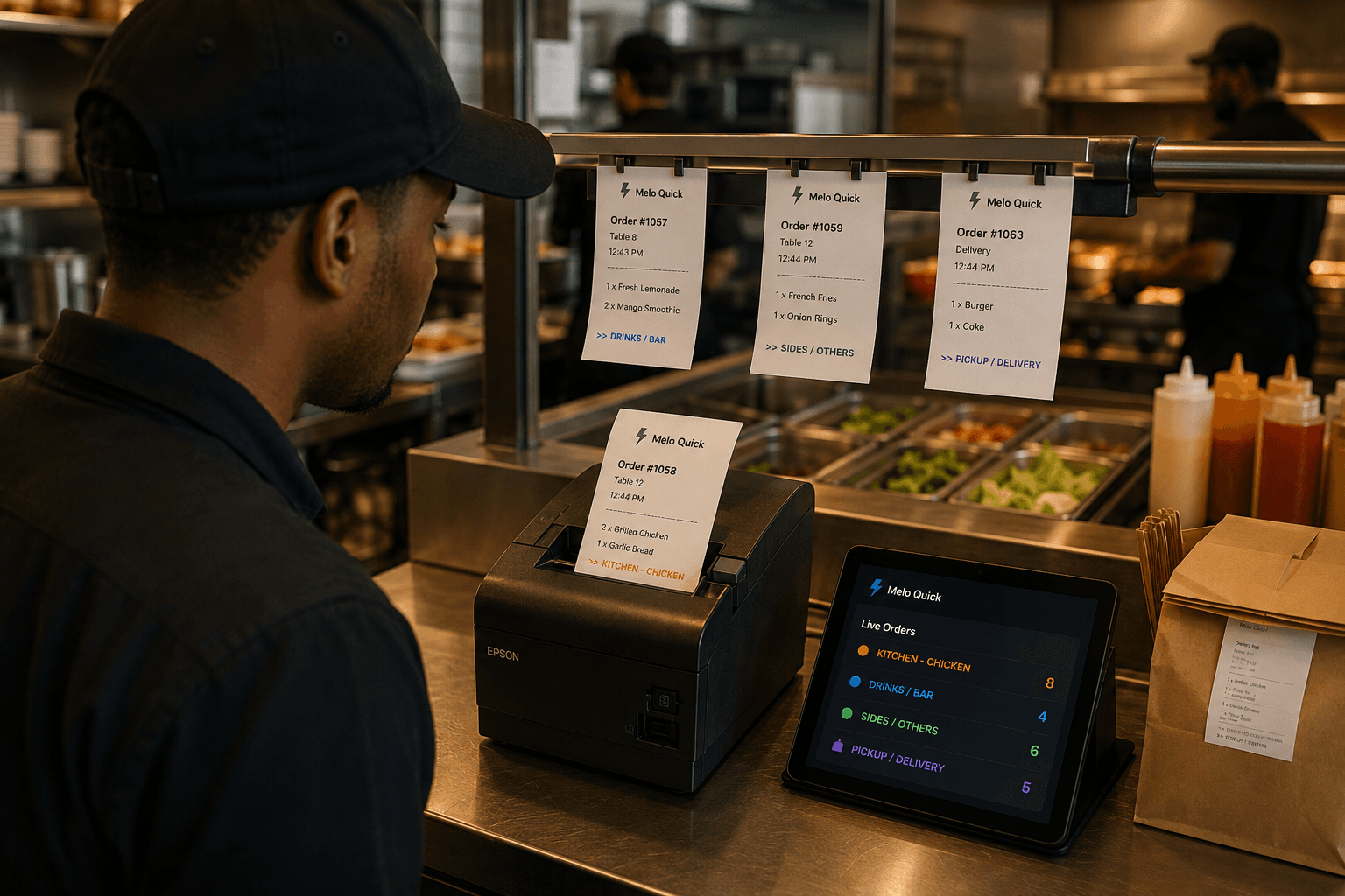 Business owner reviewing live orders